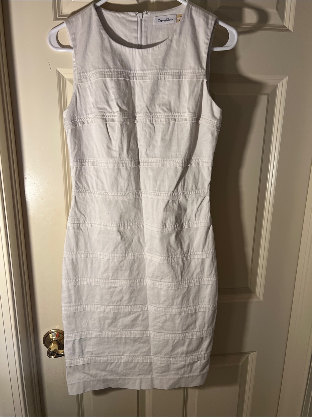 Calvin Klein White Sleeveless Midi Sheath Dress